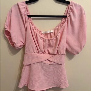 Altar'd State Blush Pink Puff Sleeve Blouse